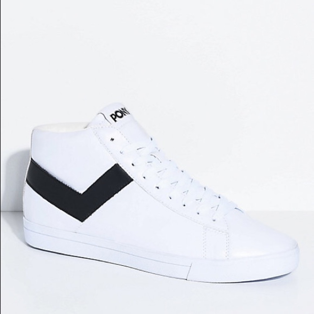PONY Topstar Hi White & Black Shoes